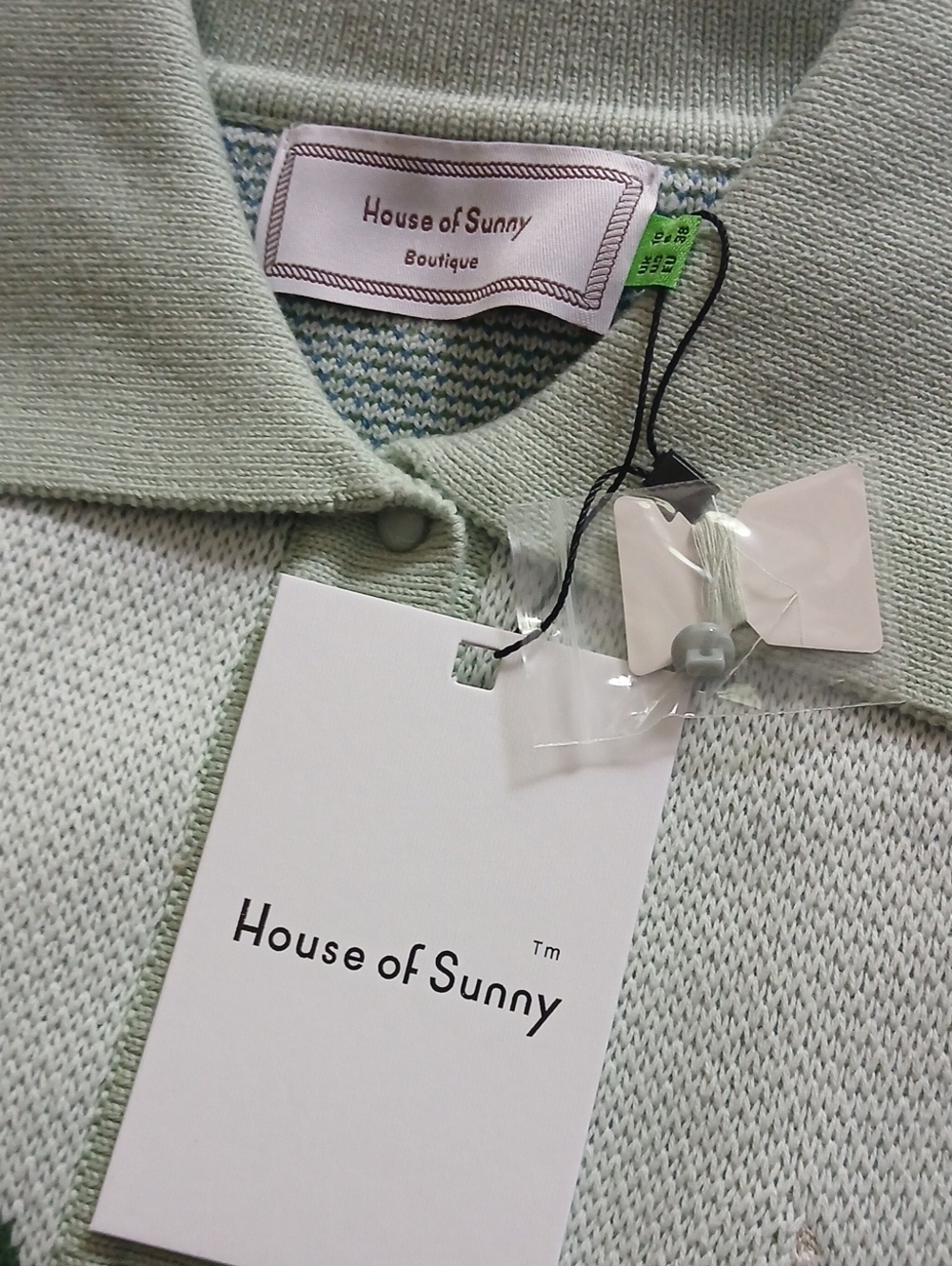House of Sunny Pastel Mint & Teal Sailboat Knit Cardigan - Picture 5 of 8